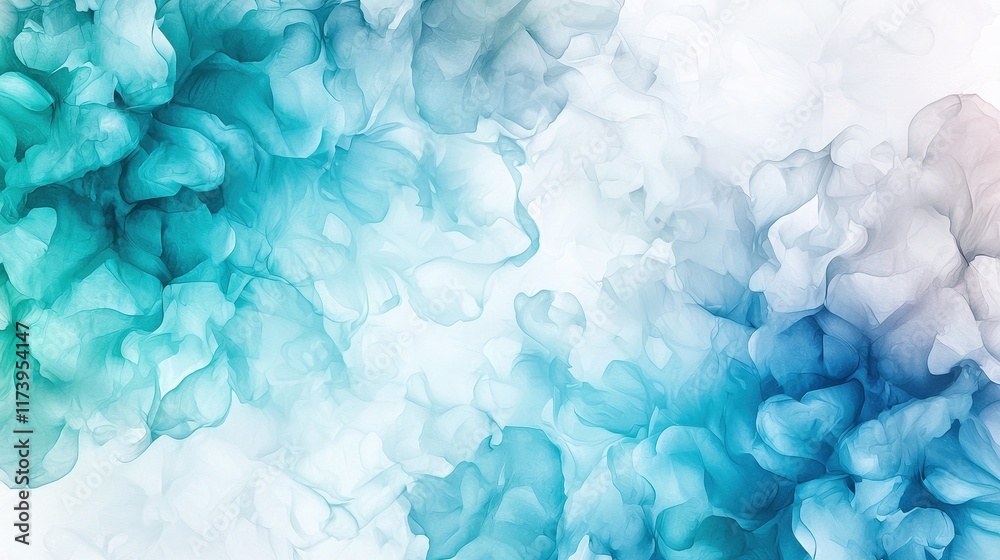 Obraz premium Vibrant Aquamarine Watercolor Wallpaper with Soft Abstract Swirls