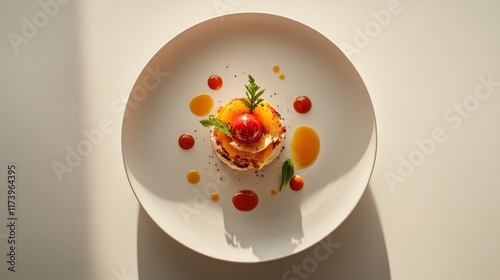 Artisanal creation on immaculate white table with taupe background