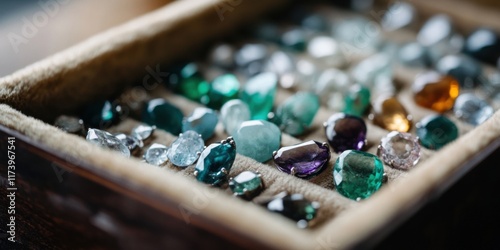 A Stunning Collection of Colorful, Unique Gemstones in a Vintage Decor Box That Captivates