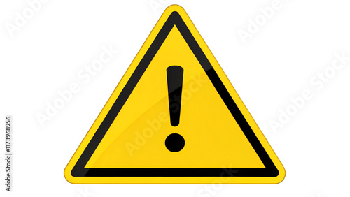 Yellow Warning Triangle Icon with Black Border and Exclamation Mark, Transparent PNG for Safety, Caution, and Alert Graphics