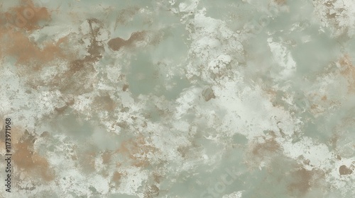 soft matte background with pale green and warm brown tones, incorporating faint, irregular spotting to emulate the weathered patina of oxidized copper. 