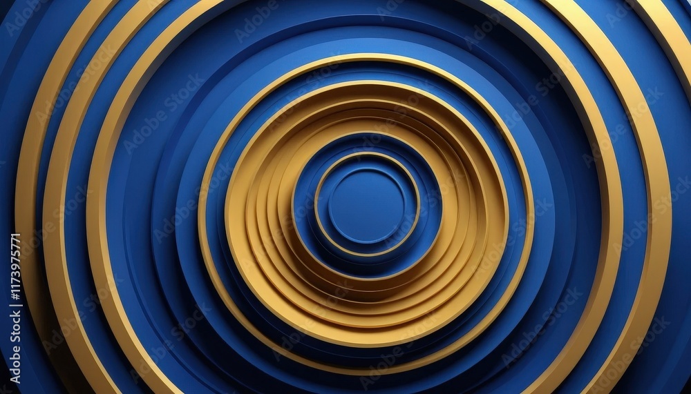 Fototapeta premium Intricate circular patterns create a stunning visual experience in deep blue and vibrant gold tones