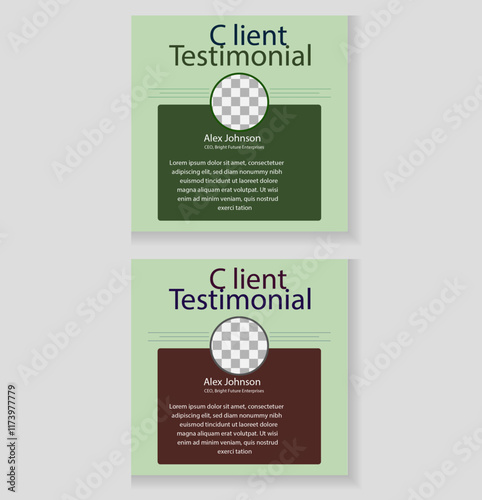 Customer feedback testimonial social media post template layout or web banner design, client testimonial comment or quote square design.