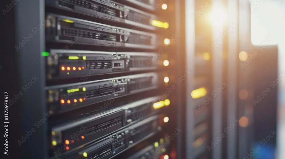 Modern Data Center Equipment and Visualization Background Modern Data Center Equipment and Visualization Background