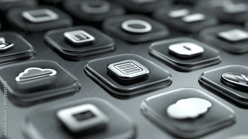 Rotating Digital Storage Icons on Simplified Background Rotating Digital Storage Icons on Simplified Background