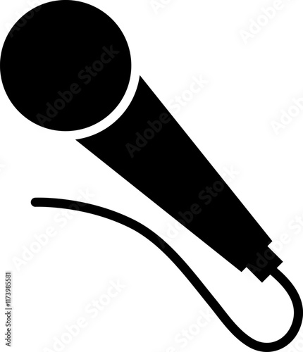 Vector black microphone Icon on white background