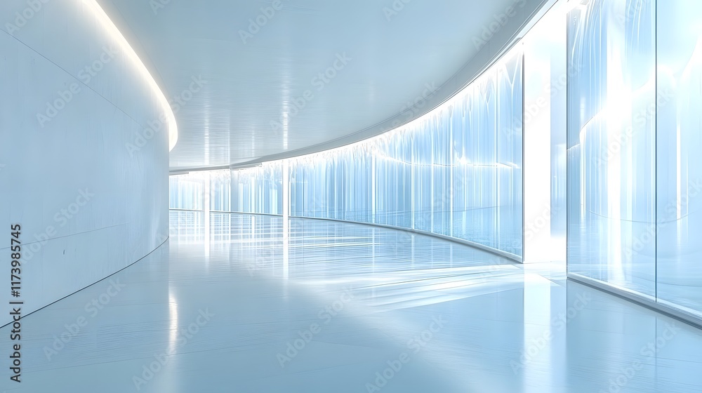 Futuristic virtual showroom with modern glass architecture and glowing panels exudes luxury and innovation, ideal for real estate ads or interior designs highlighting modernity and cutting-edge style. Futuristic virtual showroom with modern glass architecture and glowing panels exudes luxury and innovation, ideal for real estate ads or interior designs highlighting modernity and cutting-edge style.