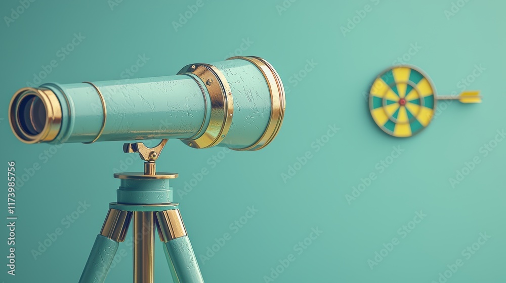 Fototapeta premium Telescope Aimed at Target: Vision, Strategy, and Goal Achievement