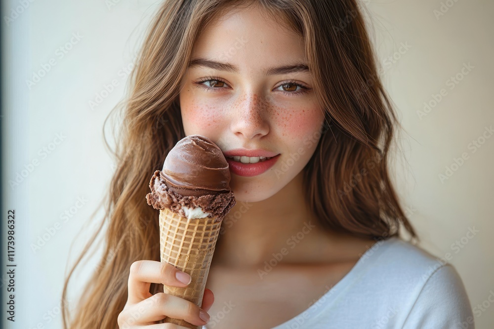 Young Woman Suffering from Toothache While Eating Ice Cream Cone with Sensitive Teeth Young Woman Suffering from Toothache While Eating Ice Cream Cone with Sensitive Teeth