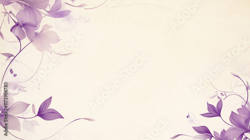 Floral design with purple leaves on light background
