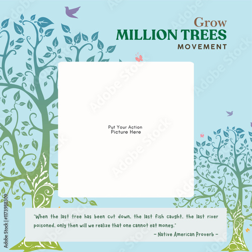 Grow million trees template design for environment conservation campaign photo