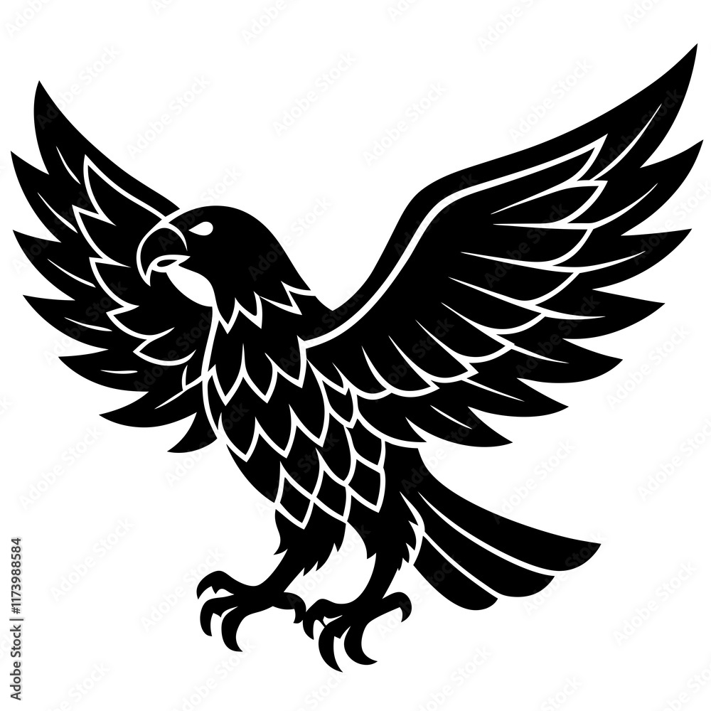 Obraz premium american eagle black silhouette vector with white background. Wild animal vector, icon