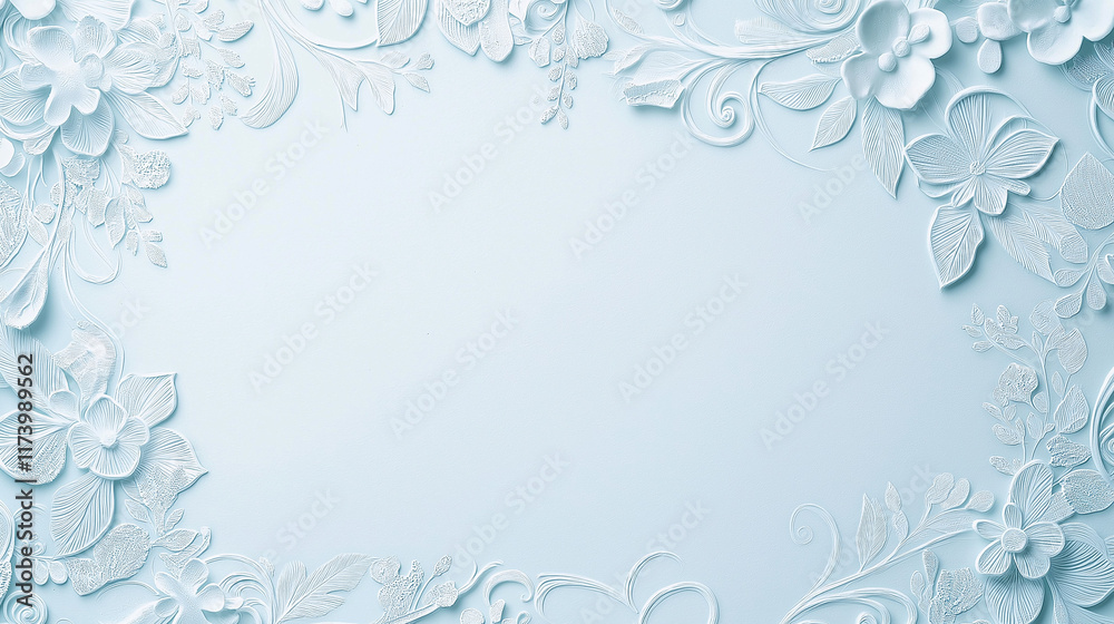 Embossed floral design on light blue background Embossed floral design on light blue background