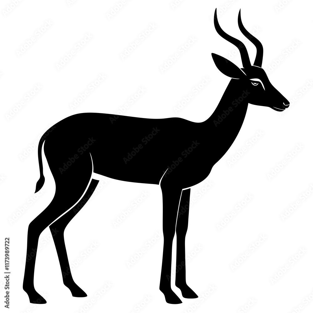 Fototapeta premium antelope black silhouette vector with white background. Wild animal vector, Deer Vector 