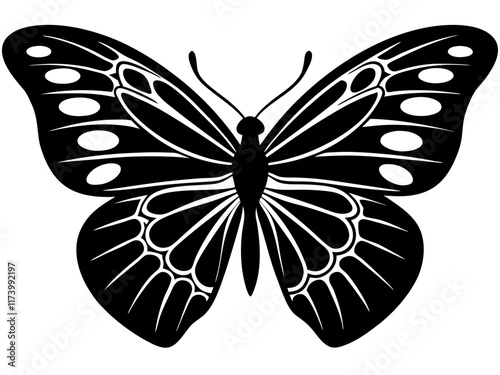 butterfly black silhouette vector with white background.