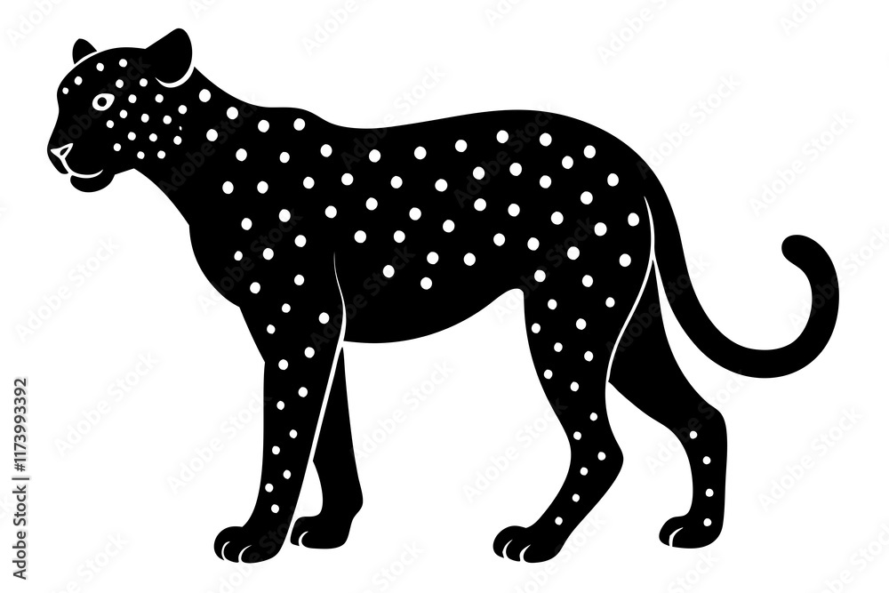 Fototapeta premium cheetah black silhouette vector with white background. Wild animal vector