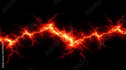 Short circuit. bright fractal on a black background. Candescent. Illustration