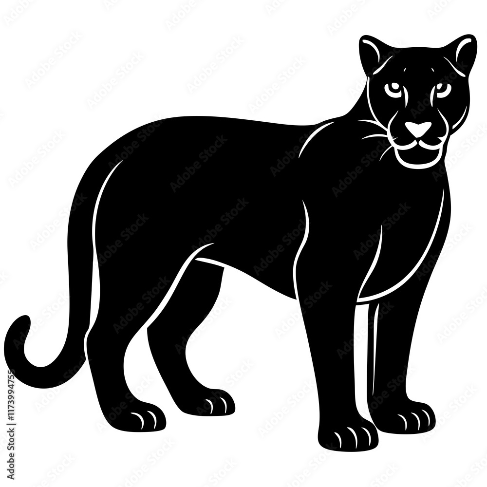 cougar black silhouette vector with white background. Wild animal vector cougar black silhouette vector with white background. Wild animal vector