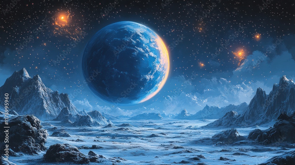 Neptune Blue Planet Cyberpunk Art Style Starry Background Dynamic Lighting Effects Curvature Neptune Blue Planet Cyberpunk Art Style Starry Background Dynamic Lighting Effects Curvature
