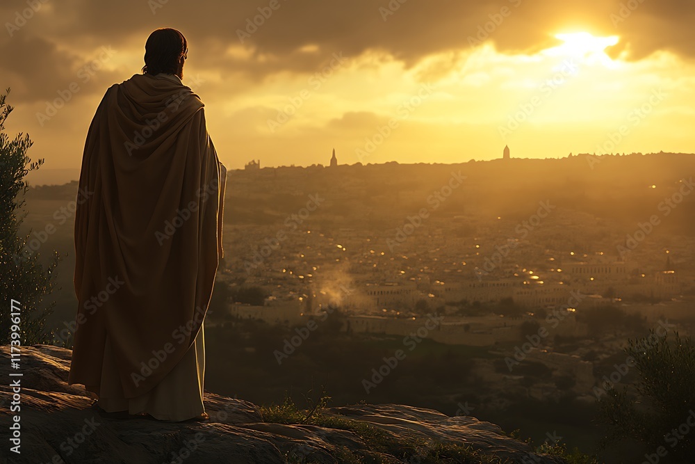 Jesus overlooking jerusalem, weeping Jesus overlooking jerusalem, weeping