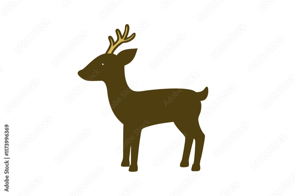 Fototapeta premium Deer silhouette vector with white background. Wild animal vector