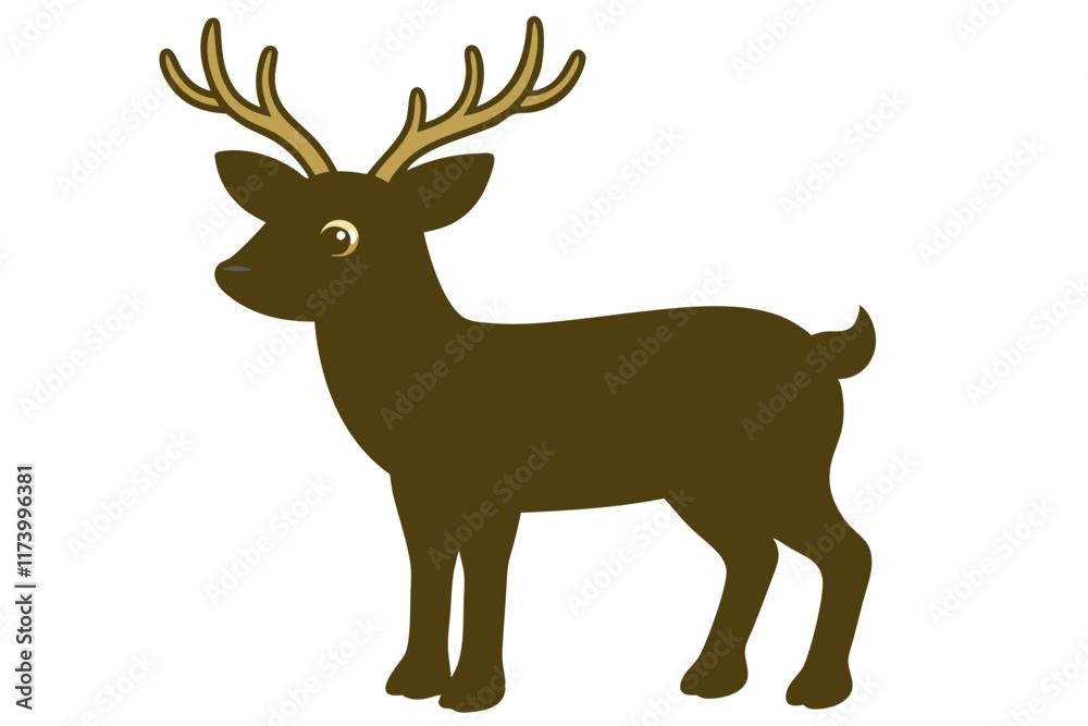 Fototapeta premium Deer silhouette vector with white background. Wild animal vector
