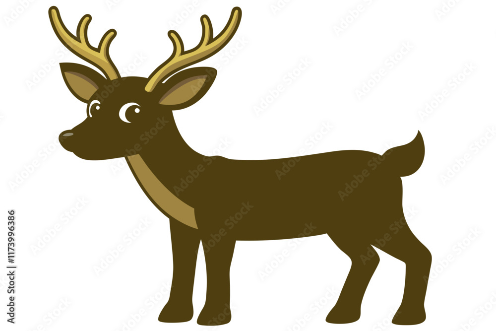 Fototapeta premium Deer silhouette vector with white background. Wild animal vector