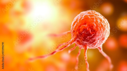 Red cell with a white stem is shown in a close up