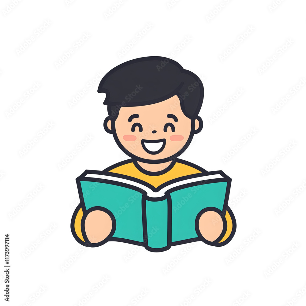 icon person reading book smiling white background icon person reading book smiling white background