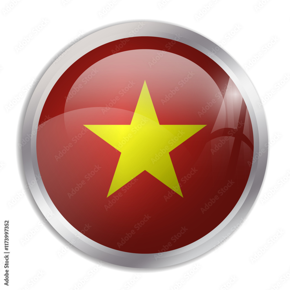 Vietnam flag - glossy circle button displays a colorful flag representing a country cultural identity and heritage. The essence of national pride and unity. Vietnam flag - glossy circle button displays a colorful flag representing a country cultural identity and heritage. The essence of national pride and unity.