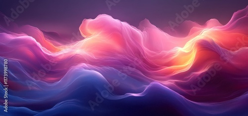 Wallpaper Mural Vibrant Abstract Purple Pink Glowing Gradient Background with Waves and Ethereal Glow Torontodigital.ca