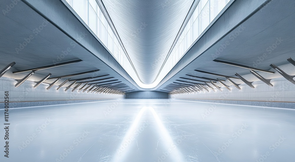 Background: An empty winter ice rink illuminated by spotlights. Sports Background: An empty winter ice rink illuminated by spotlights. Sports