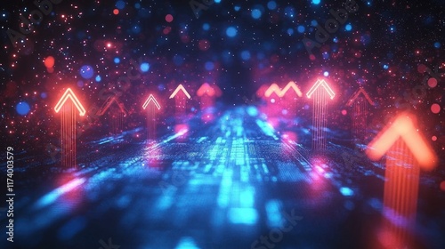 Abstract Business Transformation Concept Image Illustrating Growth Development Strategy and Market Expansion in a Futuristic Digital Landscape