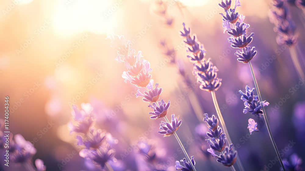 Naklejka premium Lavender light effects with vintage lens flare and dreamy transitions for serene overlays. Candescent. Illustration