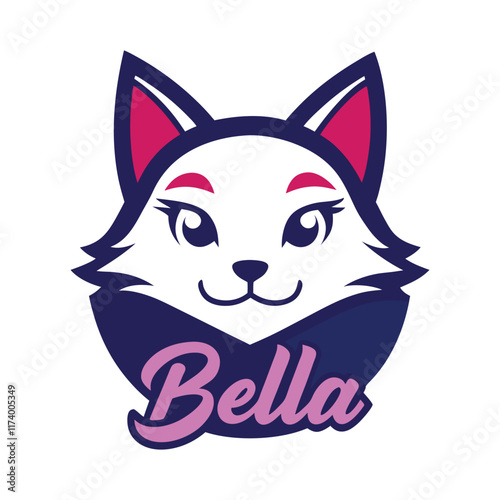 Bella cat head mascot logo