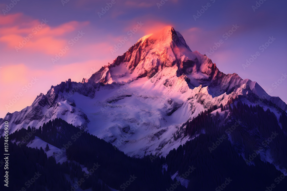 Enthralling Twilight Tranquility: A Picturesque Panorama Of The Majestic Mountain Landscape Enthralling Twilight Tranquility: A Picturesque Panorama Of The Majestic Mountain Landscape