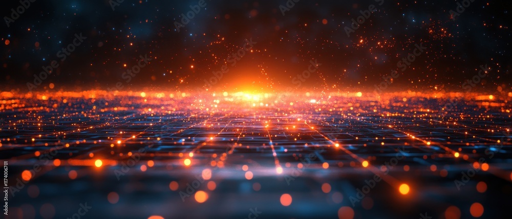 Fototapeta premium Illustration of a Microchip on a Circuit Board Representing Customer Relationship Management with Client Icons and Interaction Symbols