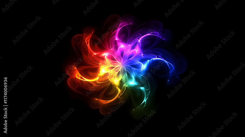 Bright colorful fractal on a black background. Candescent. Illustration Bright colorful fractal on a black background. Candescent. Illustration