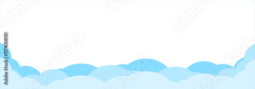 Border with blue clouds. Shapes of white clouds. Simple cartoon design. Vector illustration for web design