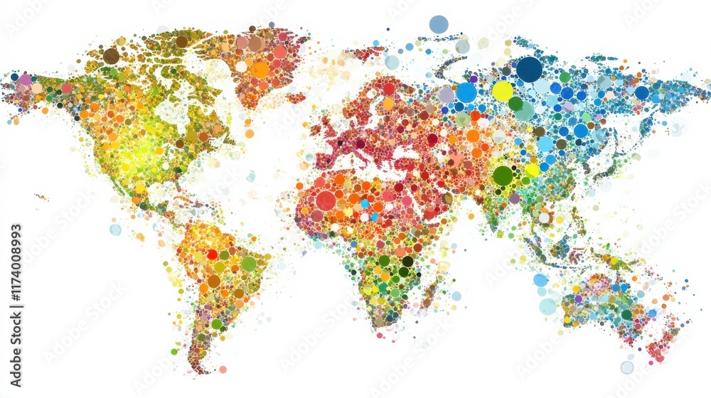 Fototapeta premium Diverse Connections Across a Colorful World Map