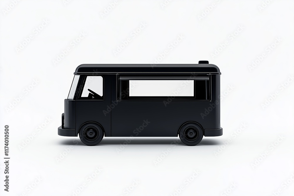 Black Food Truck on White Background for Mockup. Black Food Truck on White Background for Mockup.