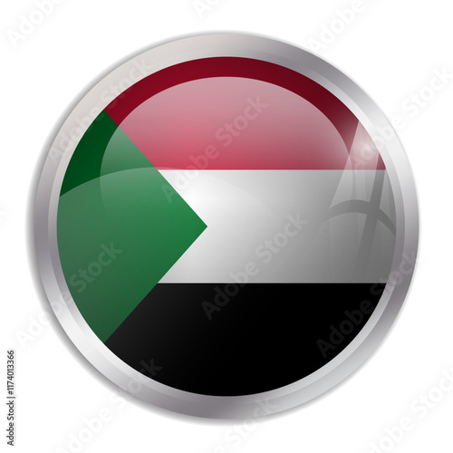 Sudan flag - glossy circle button displays a colorful flag representing a country cultural identity and heritage. The essence of national pride and unity. Free Download Sudan flag - glossy circle button displays a colorful flag representing a country cultural identity and heritage. The essence of national pride and unity. - GFXLoad
