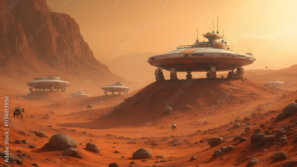 Mars colony habitats. Futuristic Mars rovers and technology. Life on Mars and sustainable living. Space exploration and colonization. Mars colony habitats. Futuristic Mars rovers and technology. Life on Mars and sustainable living. Space exploration and colonization.