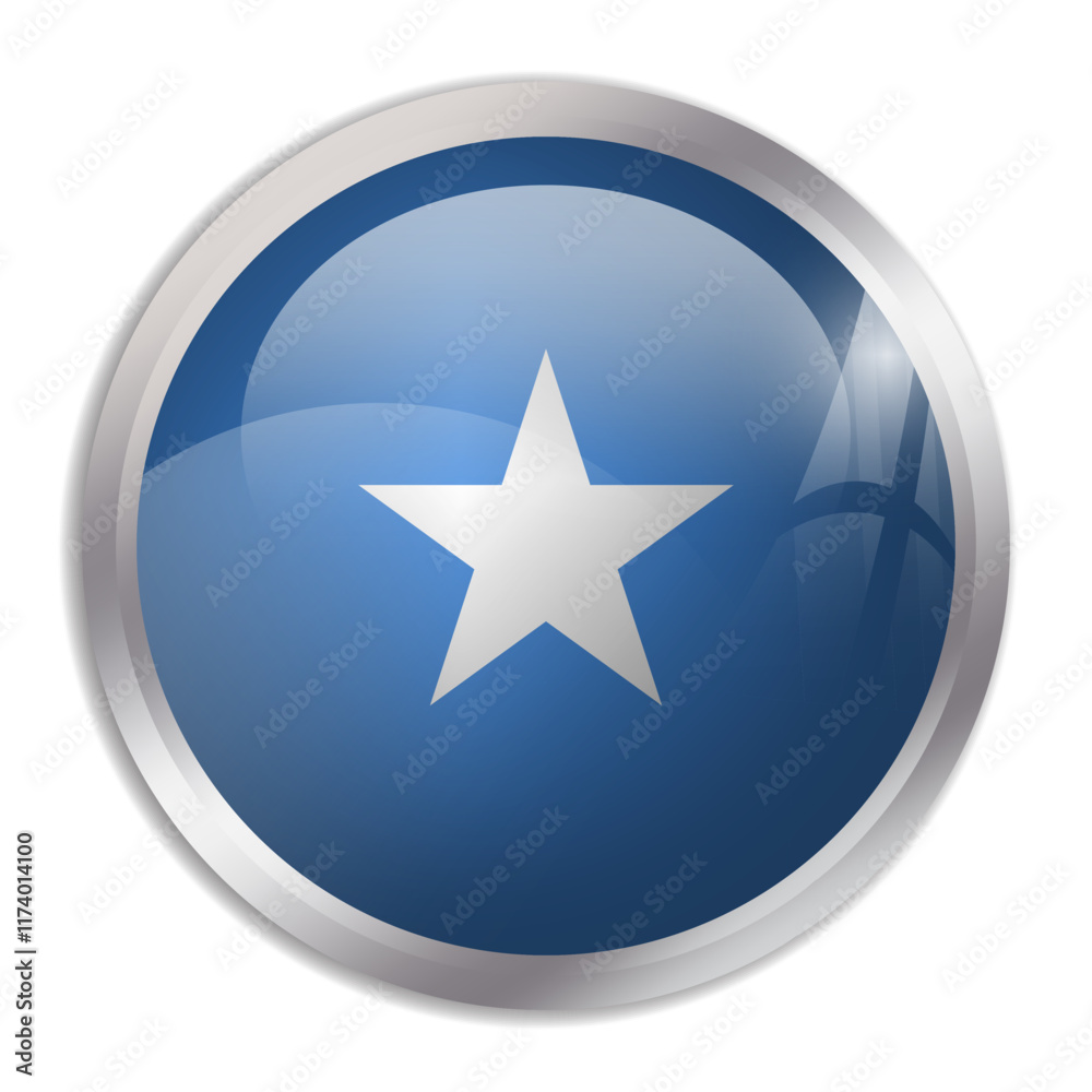 Somalia flag - glossy circle button displays a colorful flag representing a country cultural identity and heritage. The essence of national pride and unity. Somalia flag - glossy circle button displays a colorful flag representing a country cultural identity and heritage. The essence of national pride and unity.