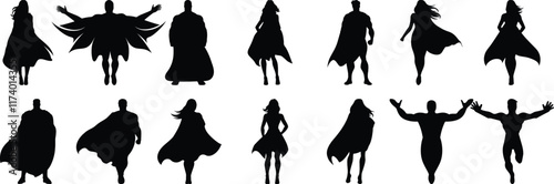 Superhero silhouette set vector design big pack of comics illustration and icon