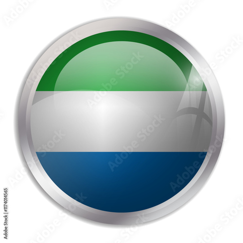Sierra Leone flag - glossy circle button displays a colorful flag representing a country cultural identity and heritage. The essence of national pride and unity. Free Download Sierra Leone flag - glossy circle button displays a colorful flag representing a country cultural identity and heritage. The essence of national pride and unity. - GFXLoad