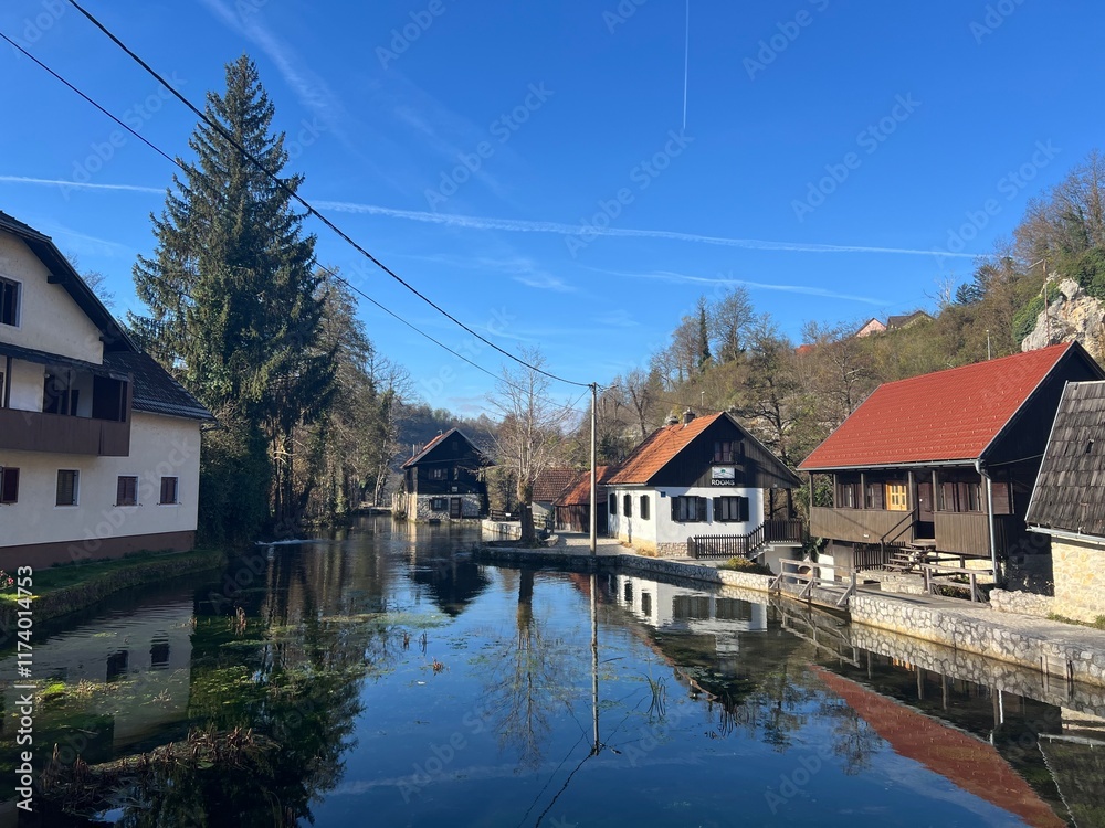 Fototapeta premium houses on the lake