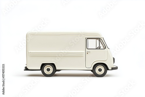 white Food Truck on White Background for Mockup. photo