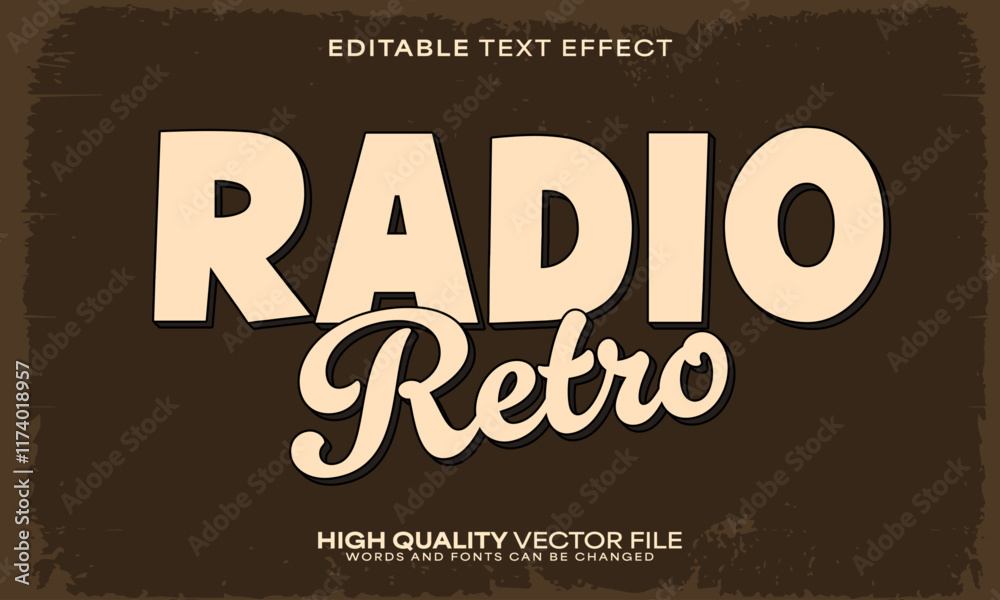 Fototapeta premium Retro vintage text effect, editable text effect and 80s 3d font style bold shadow oldschool poster design