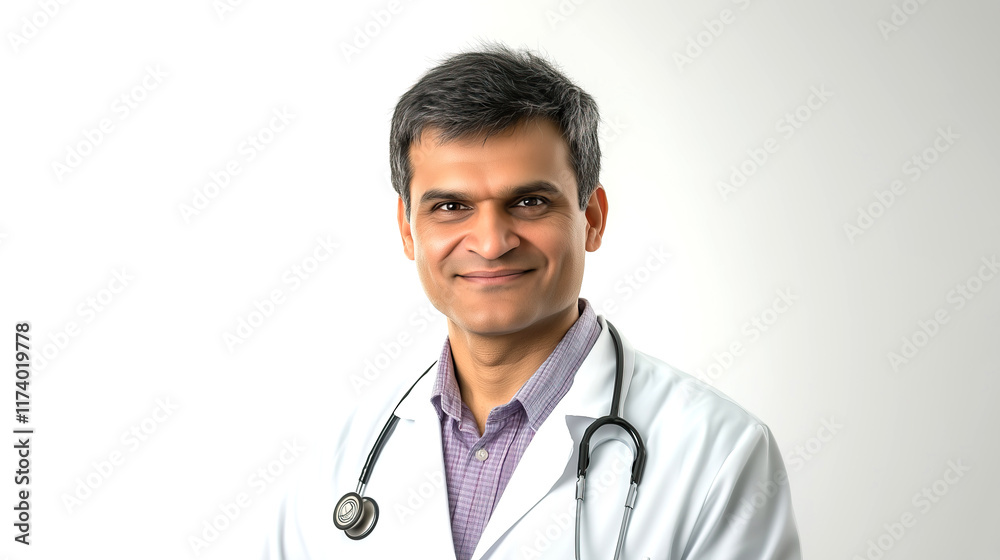 professional indian male doctor with smiling face isolated on white background professional indian male doctor with smiling face isolated on white background